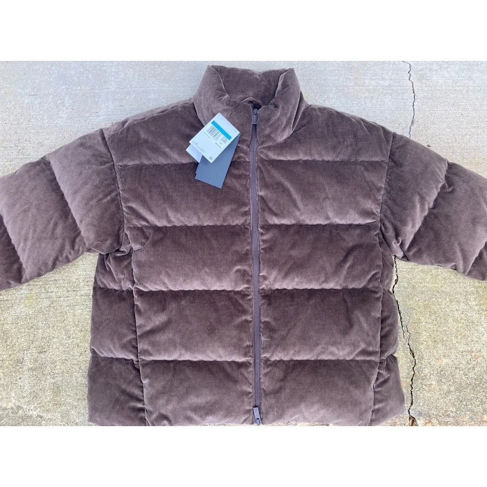 NWT Nike Jordan Flight Down Puffer Baroque Brown Corduroy HV0536-237 Men's Sz M